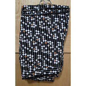 Worthington Womens Abstract Patterned Pants Size 16 Black White & Orange